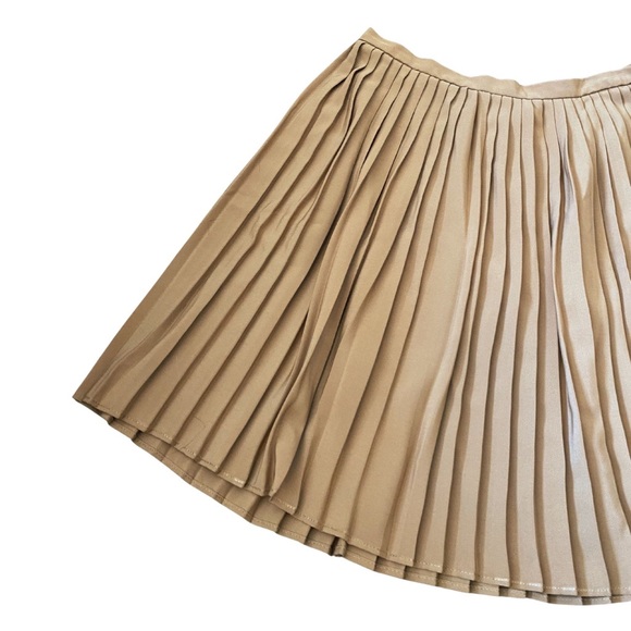ASOS Dark Beige Brown Pleated Mini Skirt Women Size 6 Six Chic Work Minimalist - Picture 2 of 7